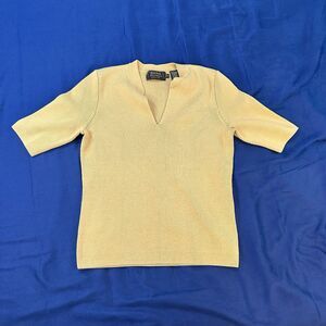 Dana Buchman top Petite P Tan Wool Blend Pullover Sweater Shortsleave